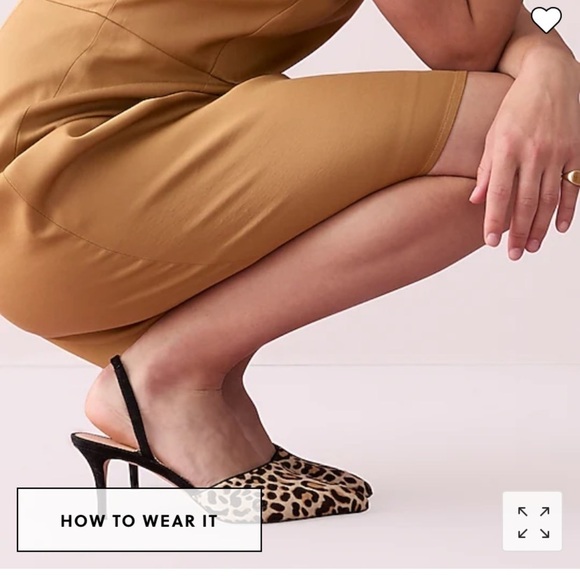 J Crew Calf hair Colette asymmetrical slingback pumps in leopard BK487 - Picture 2 of 7